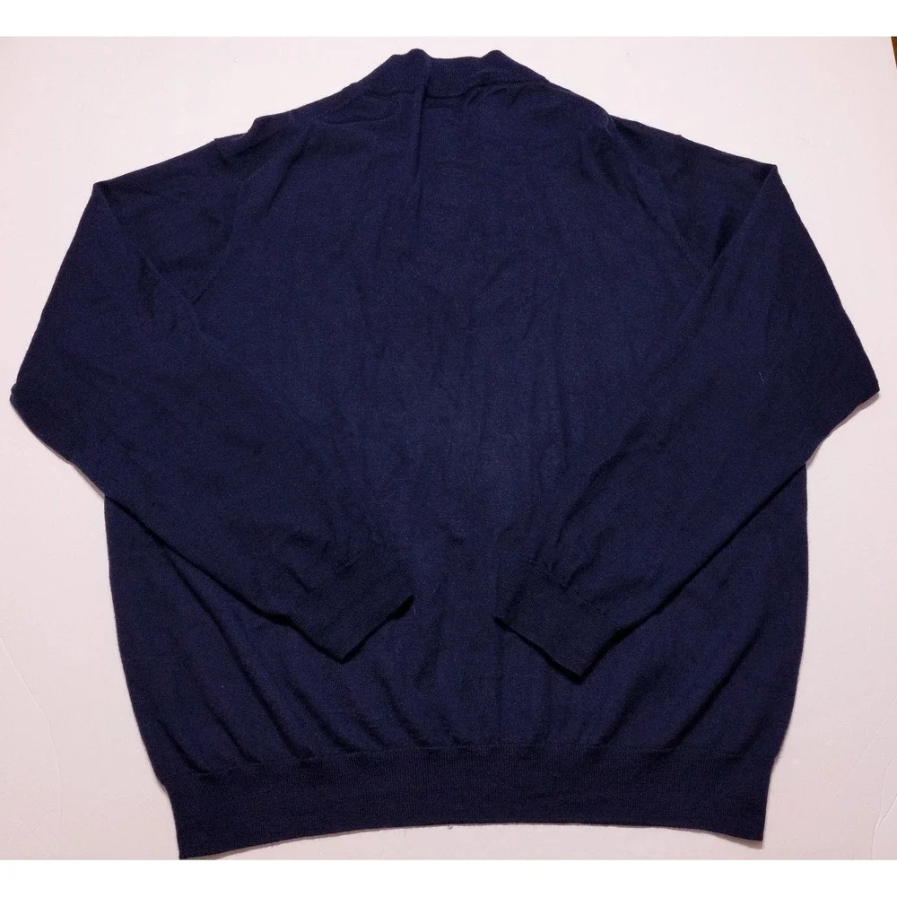 PETER MILLAR Autumn Crest 1/4 Zip Pullover Sweater Merino Wool ME0S01 Blue XXL